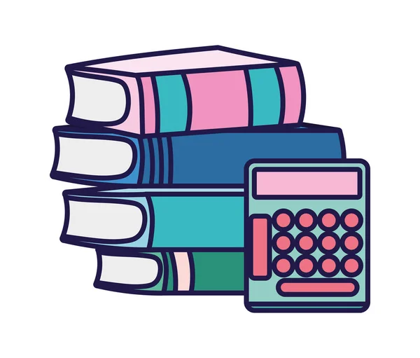 Back to school education calculator and stacked books — ストックベクタ