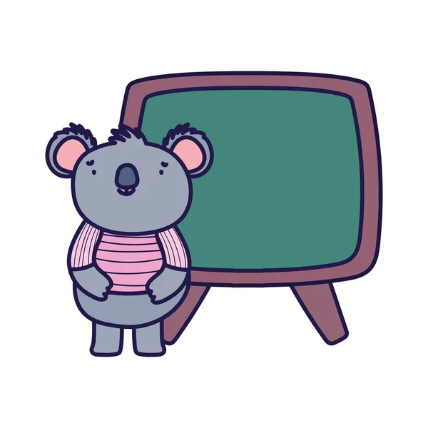 De vuelta a la educación escolar koala lindo con clase de pizarra — Vector de stock