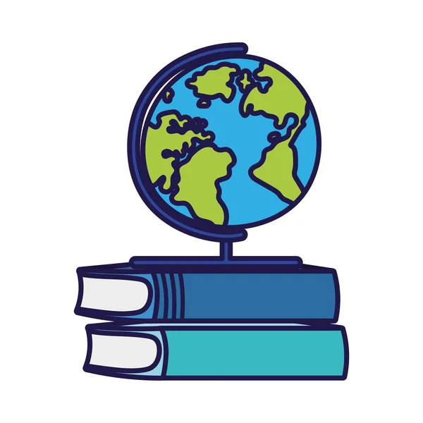 Back to school education globe map and books — Stockový vektor
