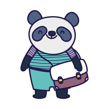 Okula geri dön. Okul çantalı şirin panda.