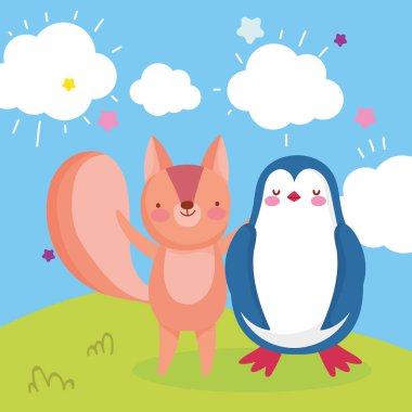 sincap ve penguen çimen bulutları çizgi film