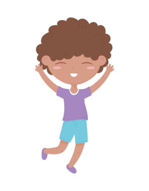 Mutlu çocuklar günü, tatlı çocuk elinde kutlama çizgi filmi karakteri.