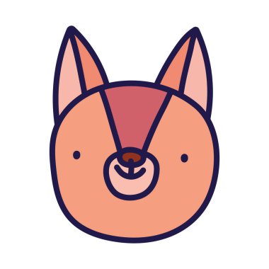 Beyaz arka planda şirin sincap suratlı çizgi film karakteri