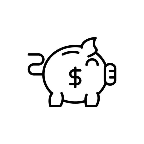 Piggy banco moeda banco negócio dinheiro linha de design — Vetor de Stock