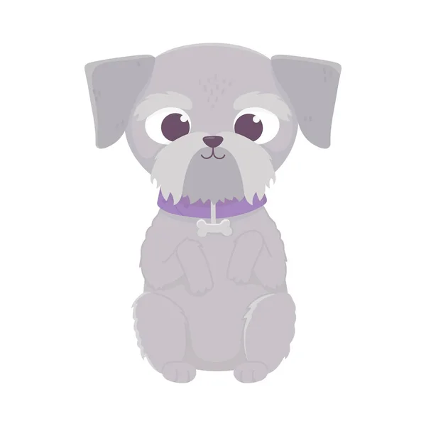 Lindo perro sentado animal doméstico de dibujos animados, mascotas — Archivo Imágenes Vectoriales