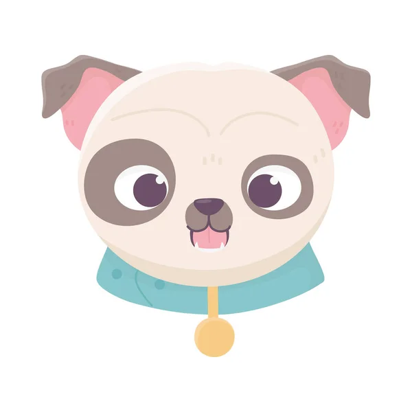 Lindo cara perro collar medallón animales domésticos de dibujos animados, mascotas — Vector de stock