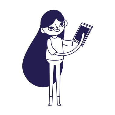 social media young woman using smartphone character