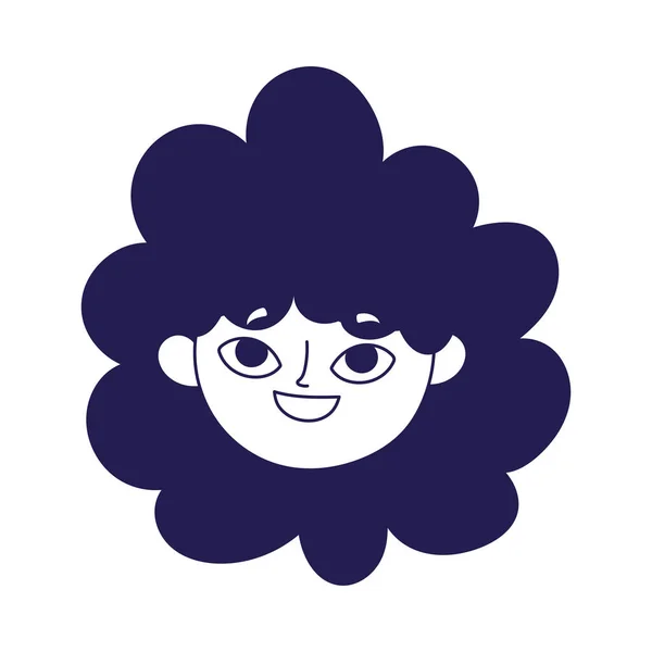 Cute teen girl face curly hair cartoon — Wektor stockowy