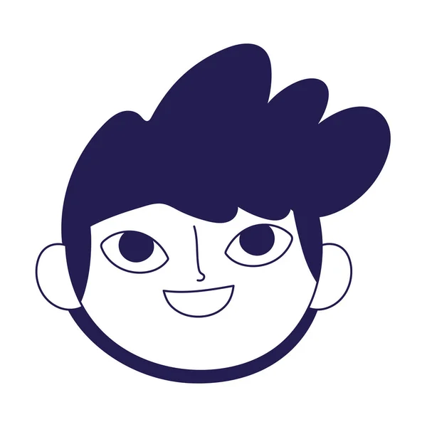 Jeune homme visage dessin animé personnage portrait icône — Image vectorielle
