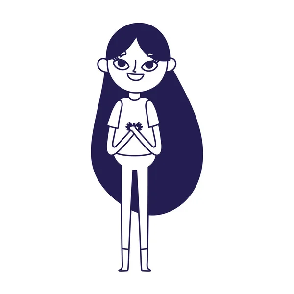 Carino teen ragazza in piedi personaggio dei cartoni animati su sfondo bianco — Vettoriale Stock