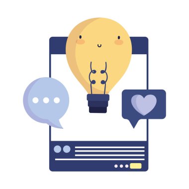 social media smartphone bulb idea speech bubble love