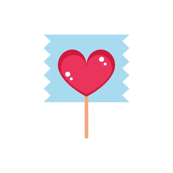Pirulito em forma de coração envolto doces doces confeitaria lanche doces — Vetor de Stock