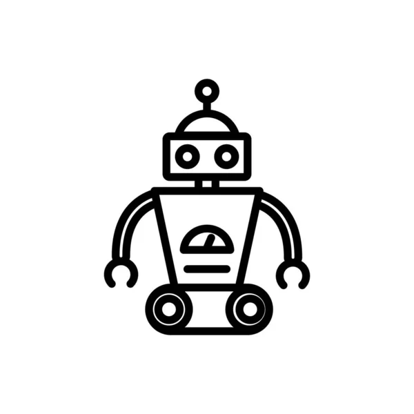 Robô rodas mascote automação tecnologia caráter design linear — Vetor de Stock