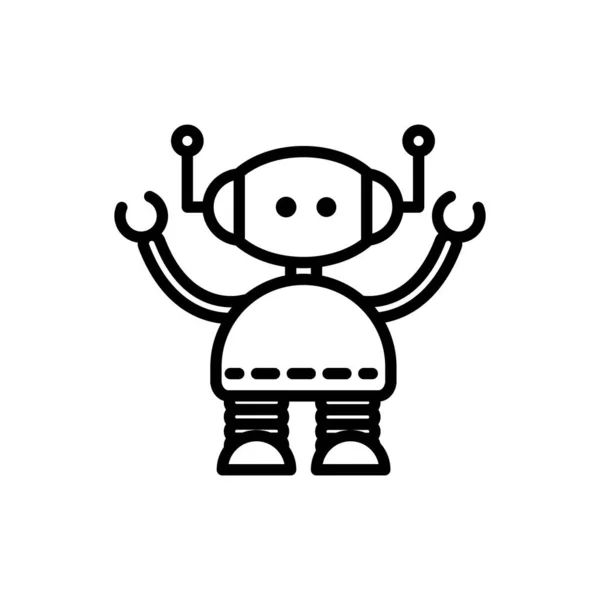 Cute robot technology character artificial linear design — 스톡 벡터