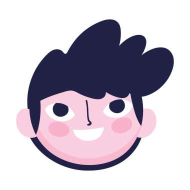 young man face cartoon character portrait icon