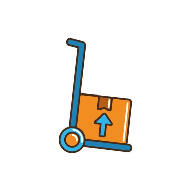 hand cart with cardboard box transport cargo delivery line and fill
