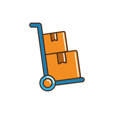 hand cart with cardboard boxes cargo delivery line and fill