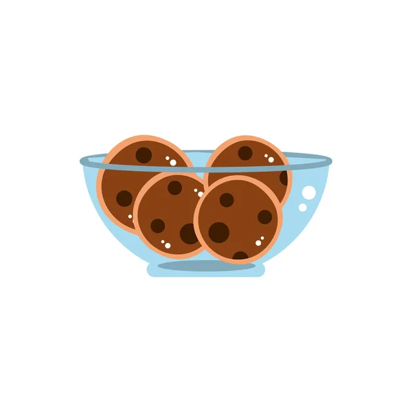 Tazón con galletas de chocolate dulces dulces snack alimentos dulces — Archivo Imágenes Vectoriales