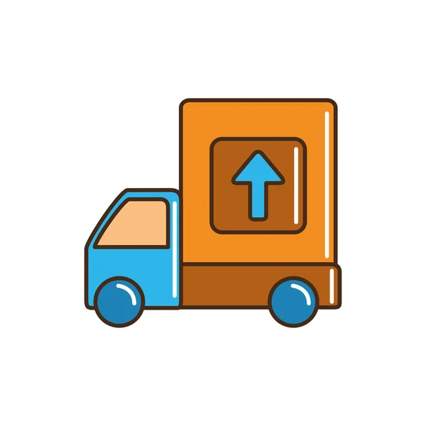 Truck merchandise transport cargo delivery line and fill — Stockvector