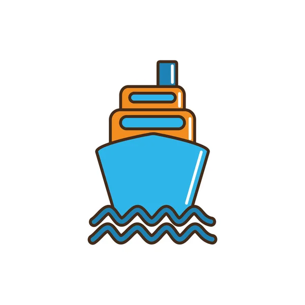 Ship boat container marine nautical transport line and fill — Stockvector