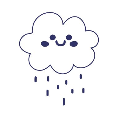 kawaii cloud rain weather cartoon cute line style