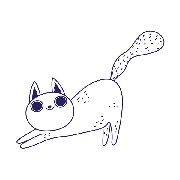 Χαριτωμένο γάτα κινουμένων σχεδίων feline χαρακτήρα κατοικίδια ζώα lineal σχεδιασμό — Διανυσματικό Αρχείο