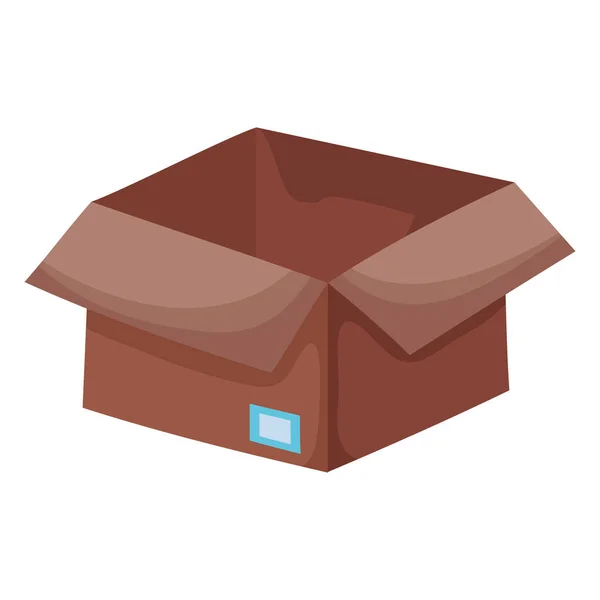 Open cardboard box carton cargo element icon — Stock Vector
