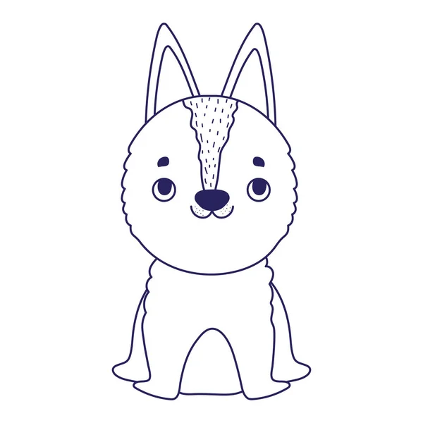 Bonito pouco cão doméstico sentado desenhos animados animais de estimação design linear — Vetor de Stock