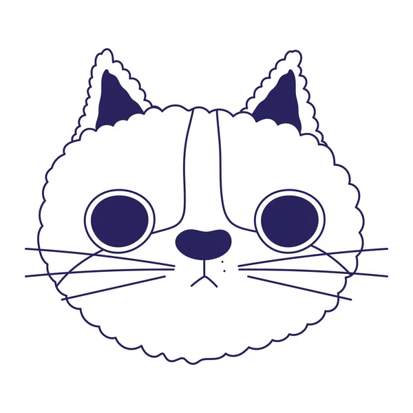 Roztomilý kočka tvář kreslený charakter mazlíčci lineální design — Stockový vektor