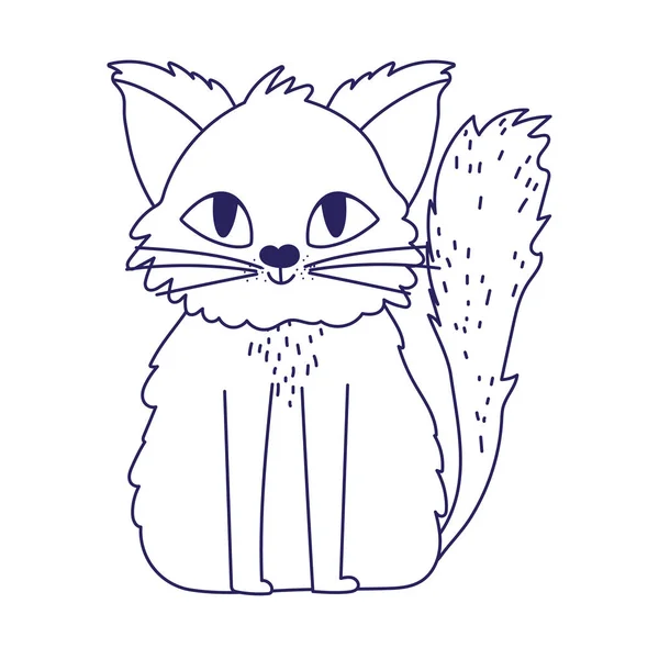 Aranyos macska rajzfilm macska karakter háziállat lineáris tervezés — Stock Vector