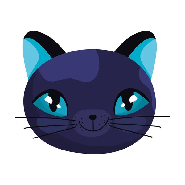 Чорний кіт обличчя мультфільм персонаж домашніх тварин — стоковий вектор