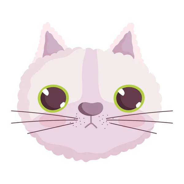 Mignon chat visage dessin animé personnage animaux domestiques — Image vectorielle