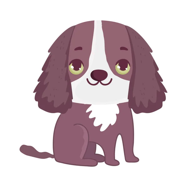 Marrón perro doméstico sentado dibujos animados mascotas — Vector de stock