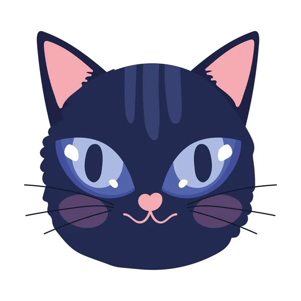 Чорний кіт обличчя мультфільм персонаж домашніх тварин — стоковий вектор