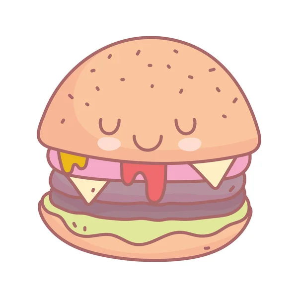 ハンバーガーキャラクターメニューレストラン漫画食品かわいい — ストックベクタ