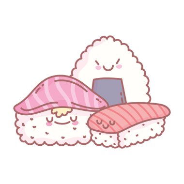 Suşi nigiri maki roll ve pirinç rulosu restoran yemekleri çok tatlı.