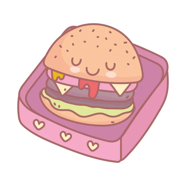 Burger takeaway food menu restaurant cartoon cute — стоковый вектор