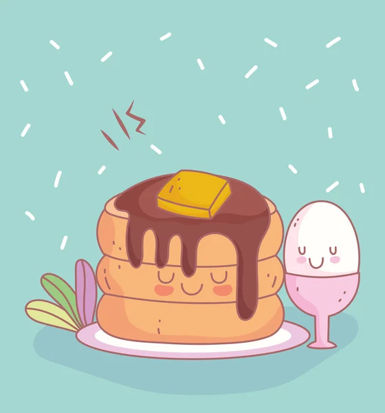 버터와 달걀 메뉴 식당귀엽게 생긴 팬케이크 — 스톡 벡터