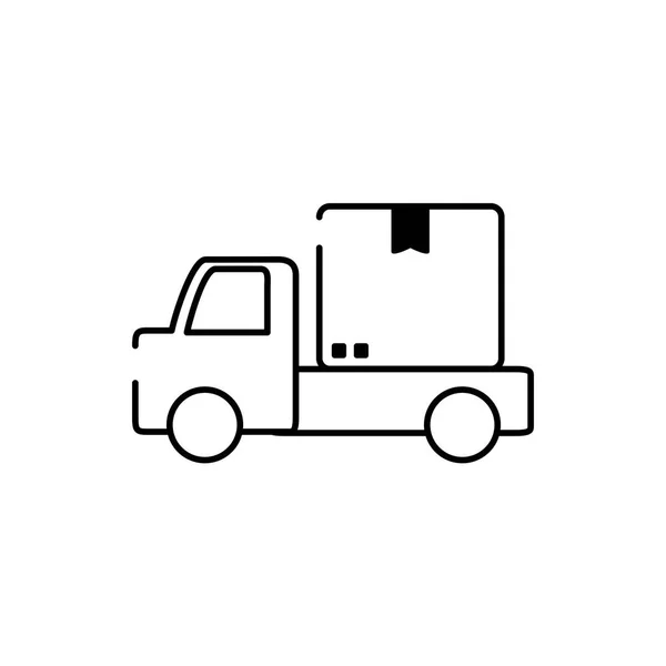 Pick up transport cardboard box cargo delivery line style icon — Stock Vector