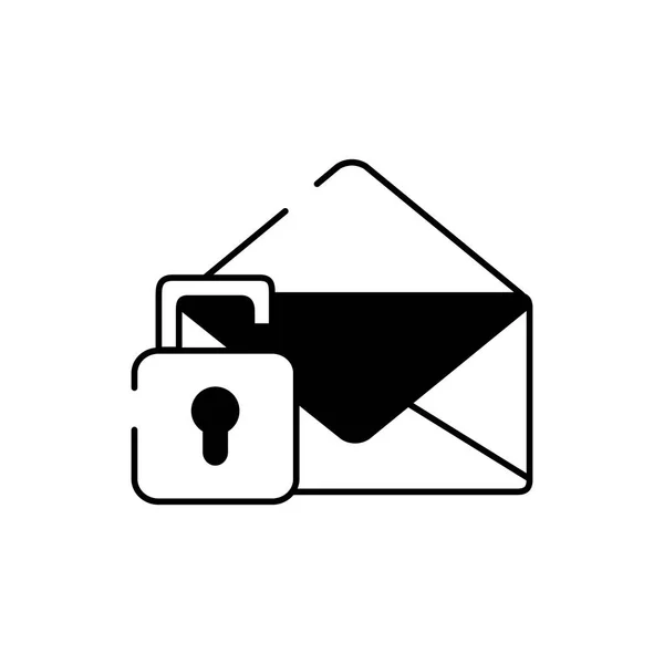 Φάκελος ταχυδρομείου επιστολή ασφαλείας λουκέτο ξεκλειδώσετε γραμμή στυλ εικονίδιο — Διανυσματικό Αρχείο