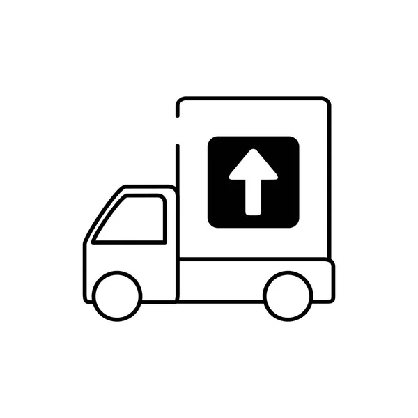 Truck merchandise transport cargo delivery line style icon — Stock Vector