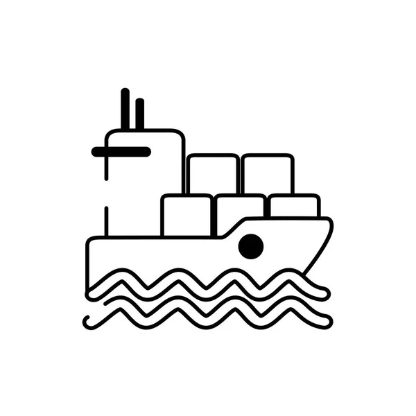 Boat containers marine shipping cargo delivery line style icon — Stockvector