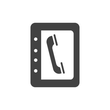 office address book telephone contact supply silhouette on white background