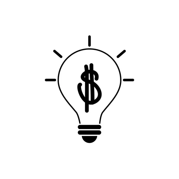 Dinero negocio financiera bombilla creatividad solución línea estilo icono — Archivo Imágenes Vectoriales