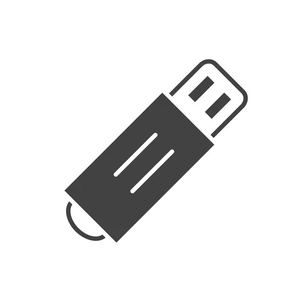 Escritório flash drive backup papelaria fornecimento silhueta no fundo branco — Vetor de Stock