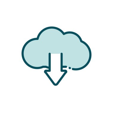 cloud computing download arrow data social media line and fill