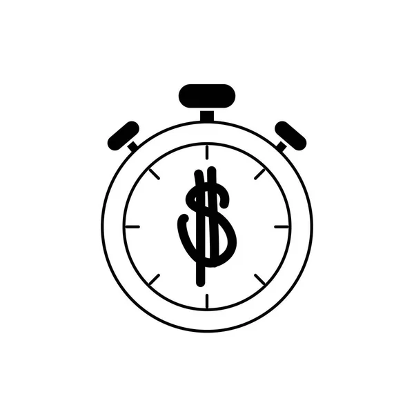 Money business financial stopwatch timer line style icon — Stock Vector
