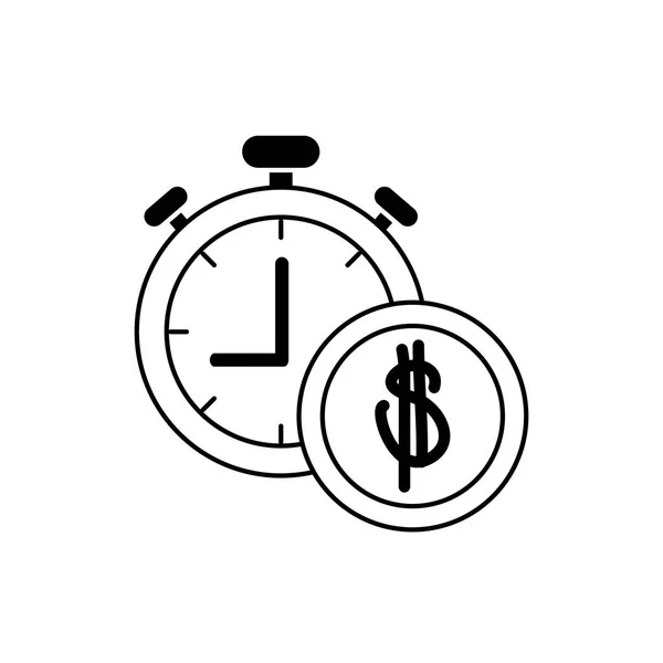 Money business financial stopwatch coin line style icon — Διανυσματικό Αρχείο