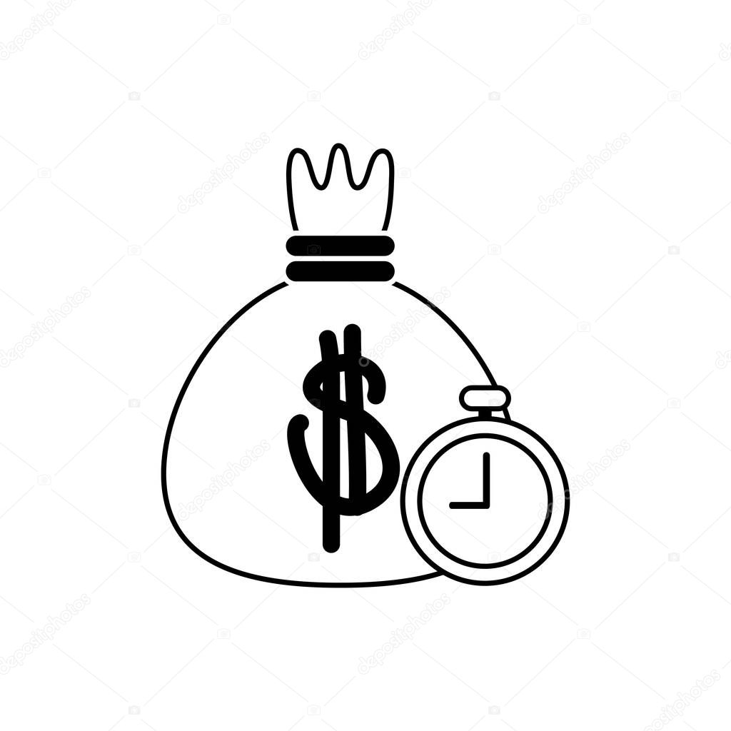 bag money stopwatch timer business financial line style icon