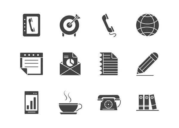 Office supply equipment stationery icon set silhouette on white background — Stockový vektor